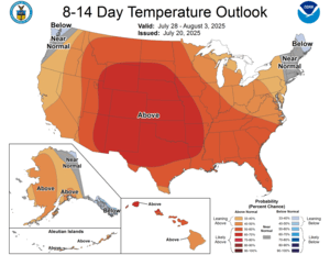 NOAA CPC 8 to 14 Day Temperature Probability Outlook