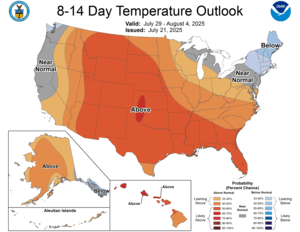NOAA CPC 8 to 14 Day Temperature Probability Outlook