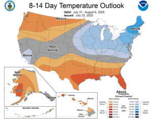 NOAA CPC 8 to 14 Day Temperature Probability Outlook