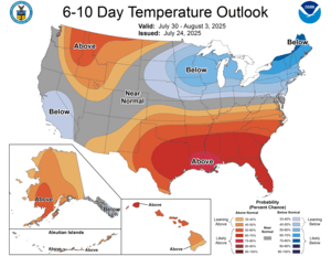 NOAA CPC 6 to 10 Day Temperature Probability Outlook