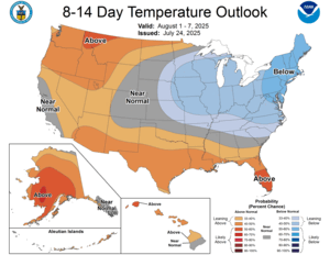 NOAA CPC 8 to 14 Day Temperature Probability Outlook