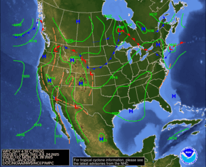 Day 4 (Sunday): Forecast Surface Map