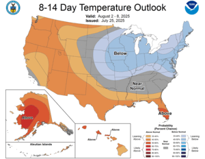 NOAA CPC 8 to 14 Day Temperature Probability Outlook