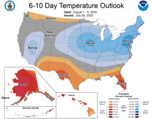 NOAA CPC 6 to 10 Day Temperature Probability Outlook