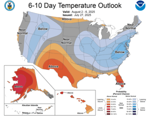 NOAA CPC 6 to 10 Day Temperature Probability Outlook