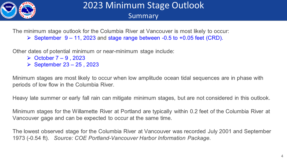 Summary of Columbia Low Stage