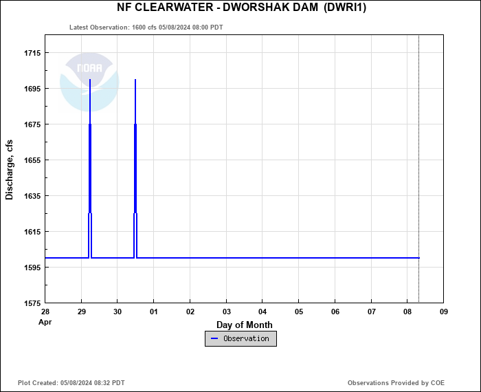 Hydrograph plot for DWRI1
