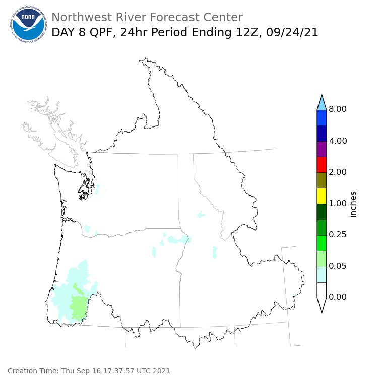 Day 8 (Thursday): Precipitation Forecast ending Friday, September 24 at 5 am PDT