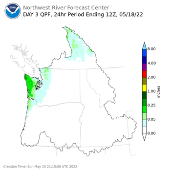 Day 3 (Tuesday): Precipitation Forecast ending Wednesday, May 18 at 5 am PDT