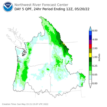 Day 5 (Thursday): Precipitation Forecast ending Friday, May 20 at 5 am PDT
