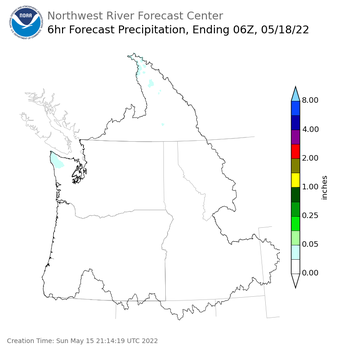 Day 3 (Tuesday): 6 Hourly Precipitation Forecast  ending Tuesday, May 17 at 11 pm PDT