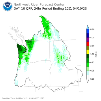 Day 10 (Sunday): Precipitation Forecast ending Monday, April 10 at 5 am PDT