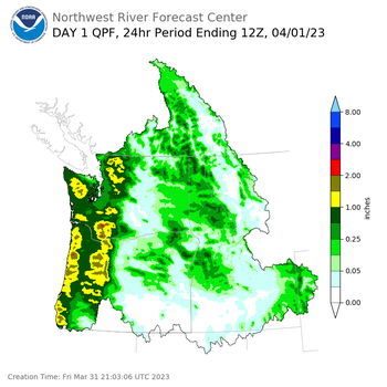 Day 1 (Friday): Precipitation Forecast ending Saturday, April 1 at 5 am PDT