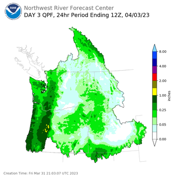 Day 3 (Sunday): Precipitation Forecast ending Monday, April 3 at 5 am PDT