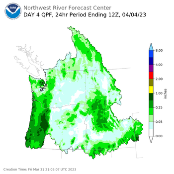 Day 4 (Monday): Precipitation Forecast ending Tuesday, April 4 at 5 am PDT