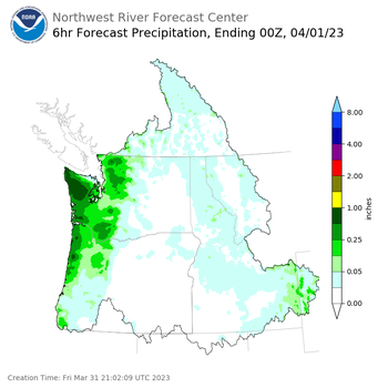Day 1 (Friday): 6 Hourly Precipitation Forecast ending Friday, March 31 at 5 pm PDT
