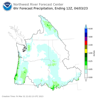 Day 3 (Sunday): 6 Hourly Precipitation Forecast  ending Monday, April 3 at 5 am PDT