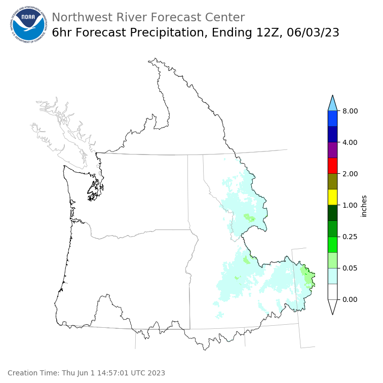 Day 2 (Friday): 6 Hourly Precipitation Forecast  ending Saturday, June 3 at 5 am PDT