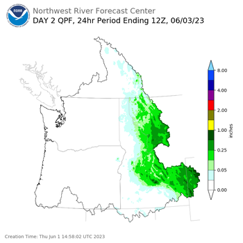 Day 2 (Friday): Precipitation Forecast ending Saturday, June 3 at 5 am PDT