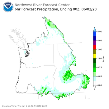 Day 1 (Thursday): 6 Hourly Precipitation Forecast ending Thursday, June 1 at 5 pm PDT