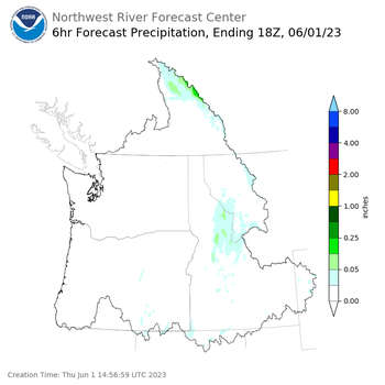 Day 1 (Thursday): 6 Hourly Precipitation Forecast ending Thursday, June 1 at 11 am PDT