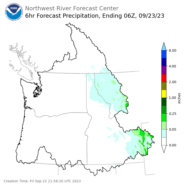 Day 1 (Friday): 6 Hourly Precipitation Forecast ending Friday, September 22 at 11 pm PDT
