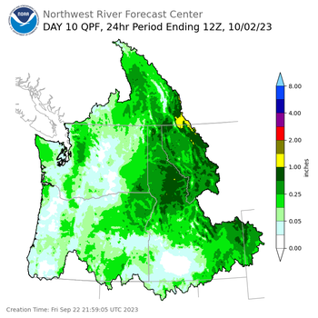 Day 10 (Sunday): Precipitation Forecast ending Monday, October 2 at 5 am PDT