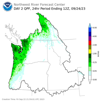 Day 2 (Saturday): Precipitation Forecast ending Sunday, September 24 at 5 am PDT