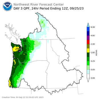 Day 3 (Sunday): Precipitation Forecast ending Monday, September 25 at 5 am PDT