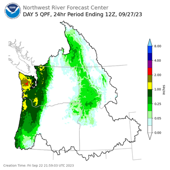 Day 5 (Tuesday): Precipitation Forecast ending Wednesday, September 27 at 5 am PDT