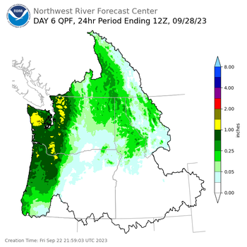Day 6 (Wednesday): Precipitation Forecast ending Thursday, September 28 at 5 am PDT