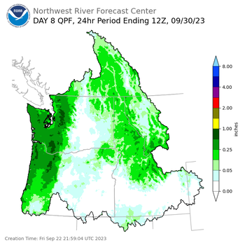 Day 8 (Friday): Precipitation Forecast ending Saturday, September 30 at 5 am PDT