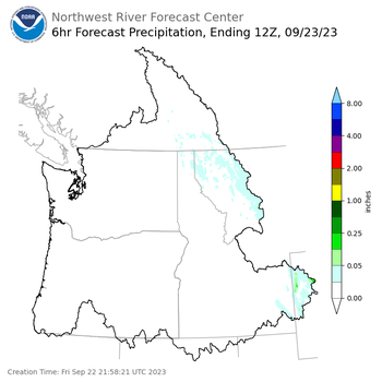 Day 1 (Friday): 6 Hourly Precipitation Forecast ending Saturday, September 23 at 5 am PDT