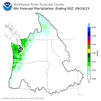 Day 2 (Saturday): 6 Hourly Precipitation Forecast  ending Saturday, September 23 at 5 pm PDT