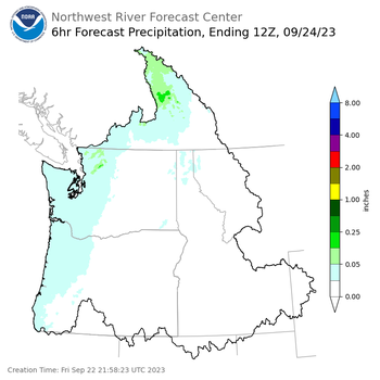 Day 2 (Saturday): 6 Hourly Precipitation Forecast  ending Sunday, September 24 at 5 am PDT