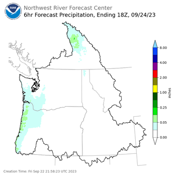 Day 3 (Sunday): 6 Hourly Precipitation Forecast  ending Sunday, September 24 at 11 am PDT