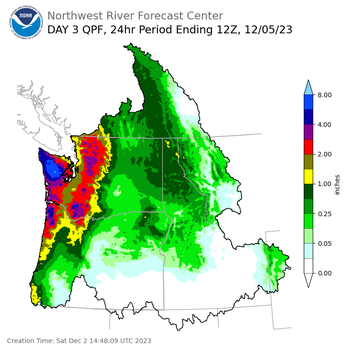 Day 3 (Monday): Precipitation Forecast ending Tuesday, December 5 at 4 am PST