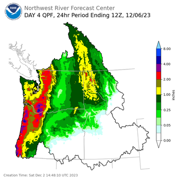 Day 4 (Tuesday): Precipitation Forecast ending Wednesday, December 6 at 4 am PST