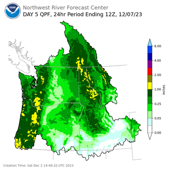 Day 5 (Wednesday): Precipitation Forecast ending Thursday, December 7 at 4 am PST