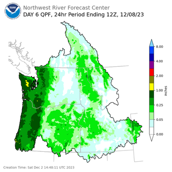 Day 6 (Thursday): Precipitation Forecast ending Friday, December 8 at 4 am PST