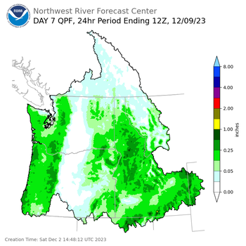 Day 7 (Friday): Precipitation Forecast ending Saturday, December 9 at 4 am PST