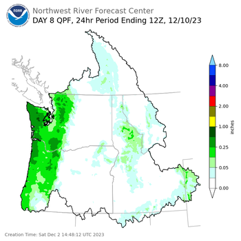 Day 8 (Saturday): Precipitation Forecast ending Sunday, December 10 at 4 am PST