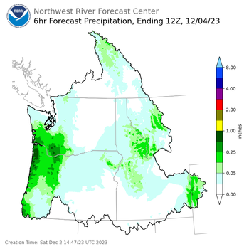 Day 2 (Sunday): 6 Hourly Precipitation Forecast  ending Monday, December 4 at 4 am PST