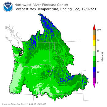 Day 5 (Wednesday): Max Temperature Forecast ending Thursday, December 7 at 4 am PST