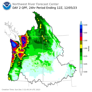 Day 2 (Monday): Precipitation Forecast ending Tuesday, December 5 at 4 am PST