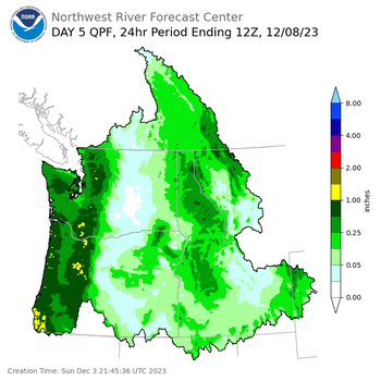Day 5 (Thursday): Precipitation Forecast ending Friday, December 8 at 4 am PST