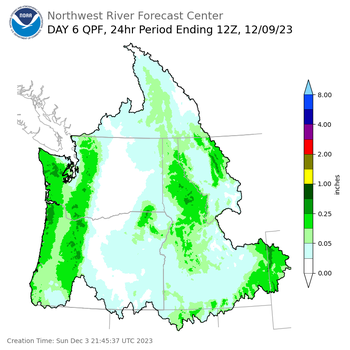 Day 6 (Friday): Precipitation Forecast ending Saturday, December 9 at 4 am PST