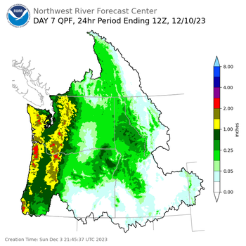 Day 7 (Saturday): Precipitation Forecast ending Sunday, December 10 at 4 am PST
