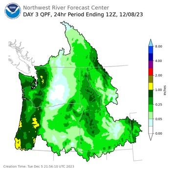 Day 3 (Thursday): Precipitation Forecast ending Friday, December 8 at 4 am PST