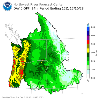 Day 5 (Saturday): Precipitation Forecast ending Sunday, December 10 at 4 am PST
